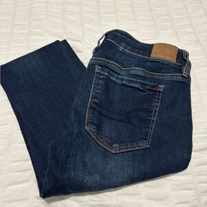 American Eagle Outfitters Dark Blue Denim Ripped Jeggings